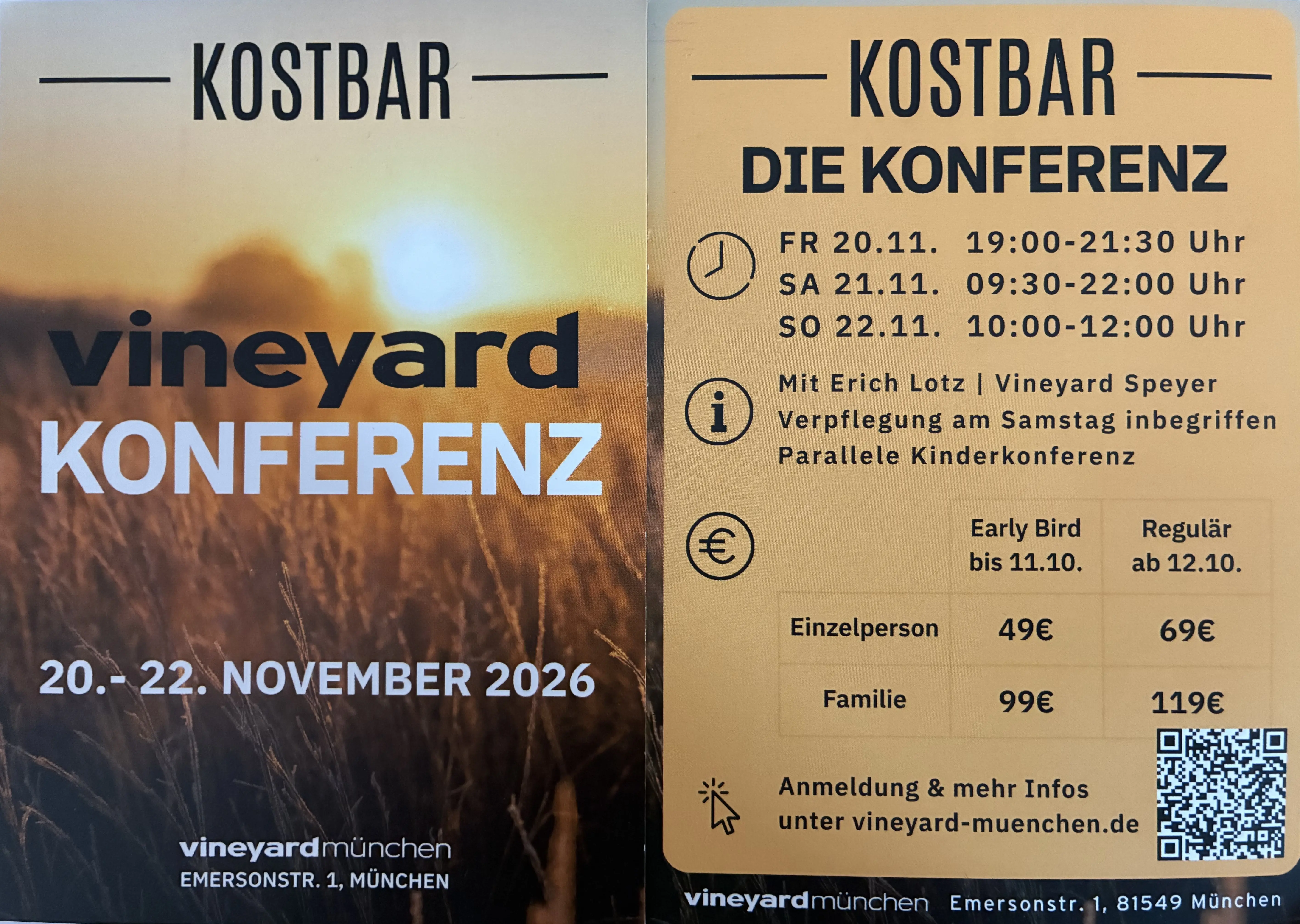Kostbar – Vineyard-Konferenz vom 20. bis 22. November 2026 in München